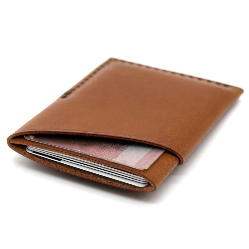 Hand Stitched Leather Mens Wallet - Veg Tanned Leather - Orange Leather Wallet - Italian Buttero Leather from Conceria Walpier - 010315